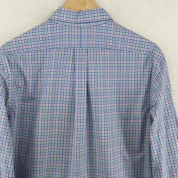 RALPH LAUREN Shirt Mens L Plaid Button Up Long Sleeve Woven Cotton Blue - Picture 8 of 13